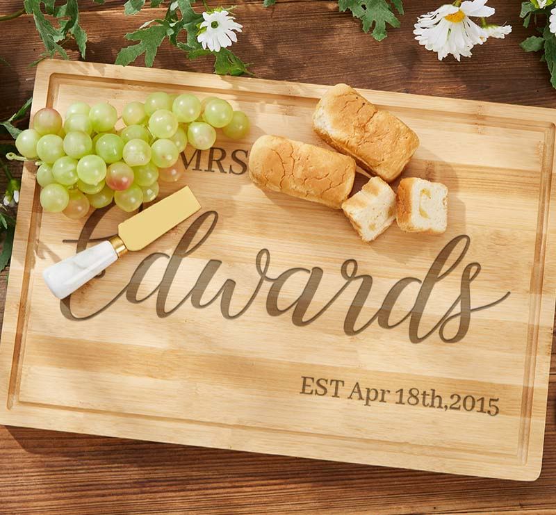 Personalized Mr. and Mrs. Couple Cutting Board Bamboo Wedding Anniversary Cutting Board Couple Anniversary Cutting Board for Husband Wife