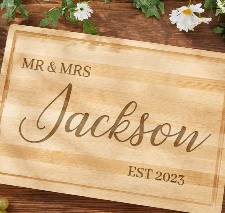 Personalized Mr. and Mrs. Couple Cutting Board Bamboo Wedding Anniversary Cutting Board Couple Anniversary Cutting Board for Husband Wife