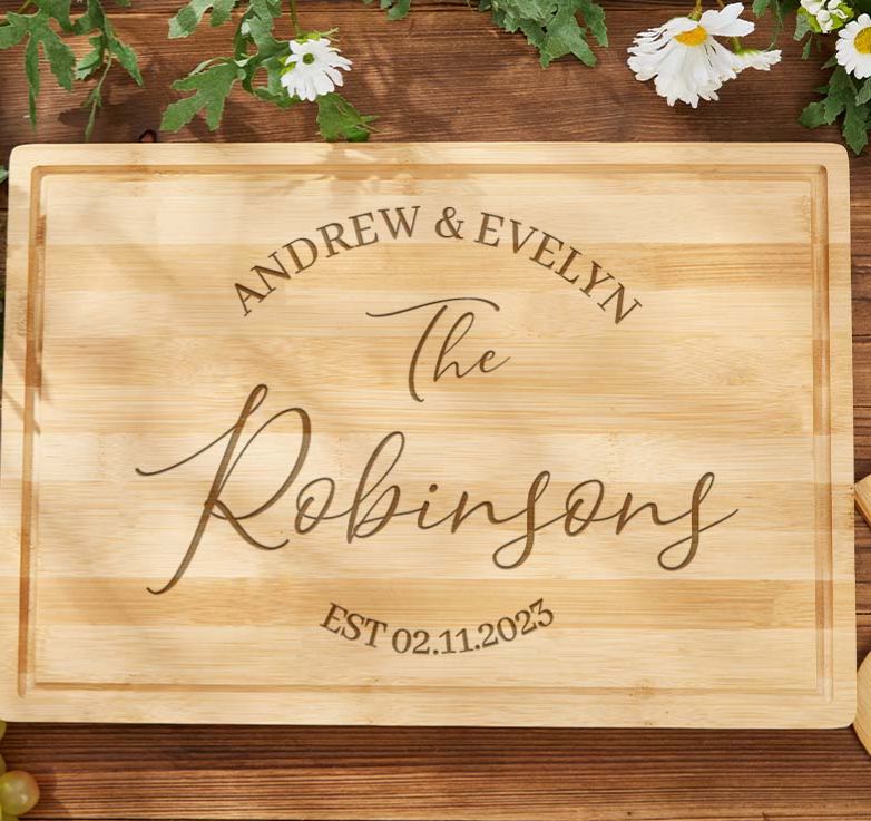 Personalized Husband Wife Anniversary Cutting Board Couple Wedding Anniversary Cutting Board for Him Her Elegant Couple Name Design Cutting Board
