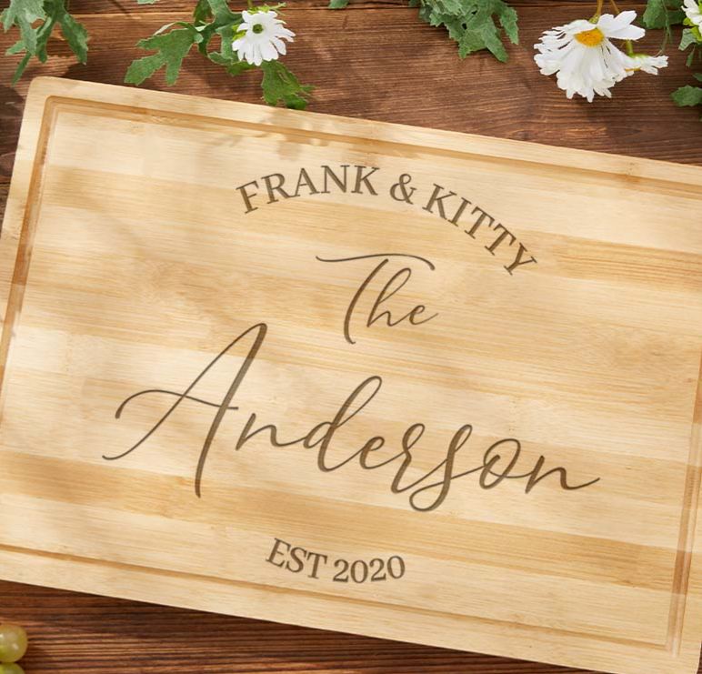 Personalized Husband Wife Anniversary Cutting Board Couple Wedding Anniversary Cutting Board for Him Her Elegant Couple Name Design Cutting Board