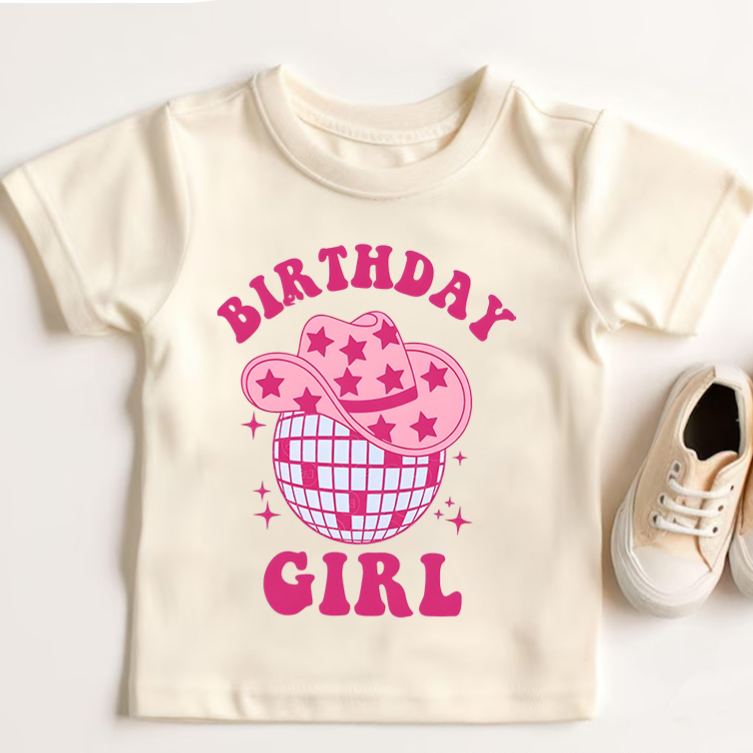 Personalized Birthday Girl Kids T-Shirt with Cute Birthday Year Number and Name Design for a Special Birthday Outfit