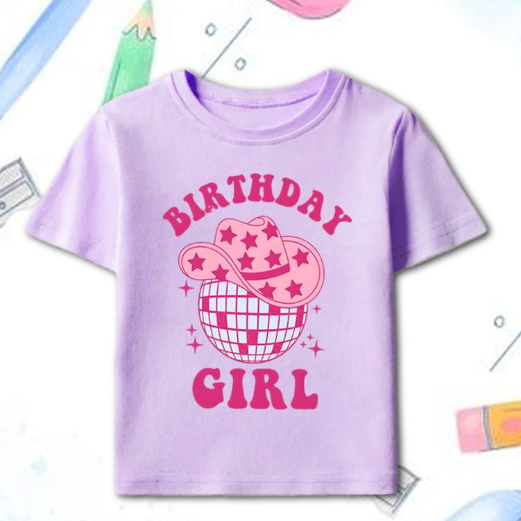Personalized Birthday Girl Kids T-Shirt with Cute Birthday Year Number and Name Design for a Special Birthday Outfit