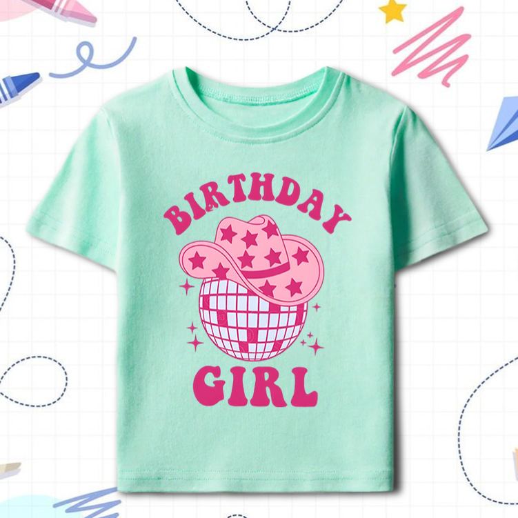 Personalized Birthday Girl Kids T-Shirt with Cute Birthday Year Number and Name Design for a Special Birthday Outfit