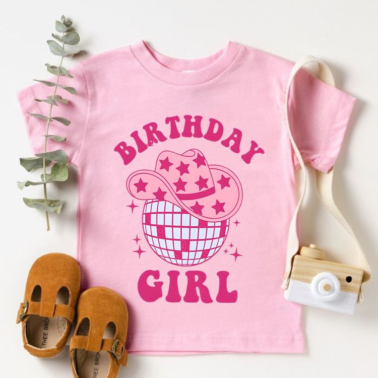 Personalized Birthday Girl Kids T-Shirt with Cute Birthday Year Number and Name Design for a Special Birthday Outfit
