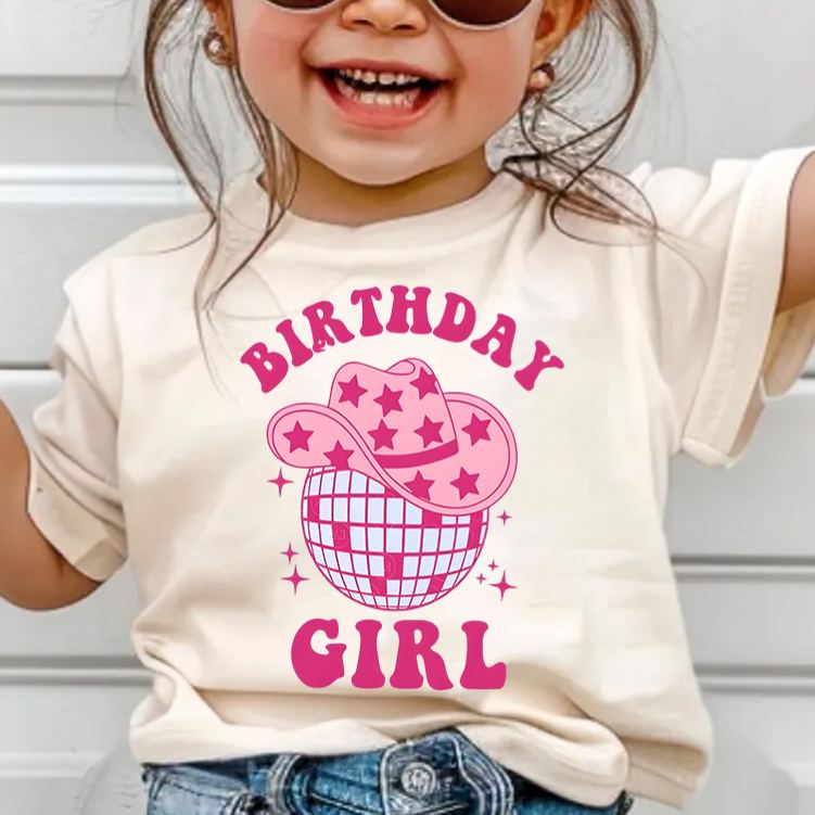 Personalized Birthday Girl Kids T-Shirt with Cute Birthday Year Number and Name Design for a Special Birthday Outfit