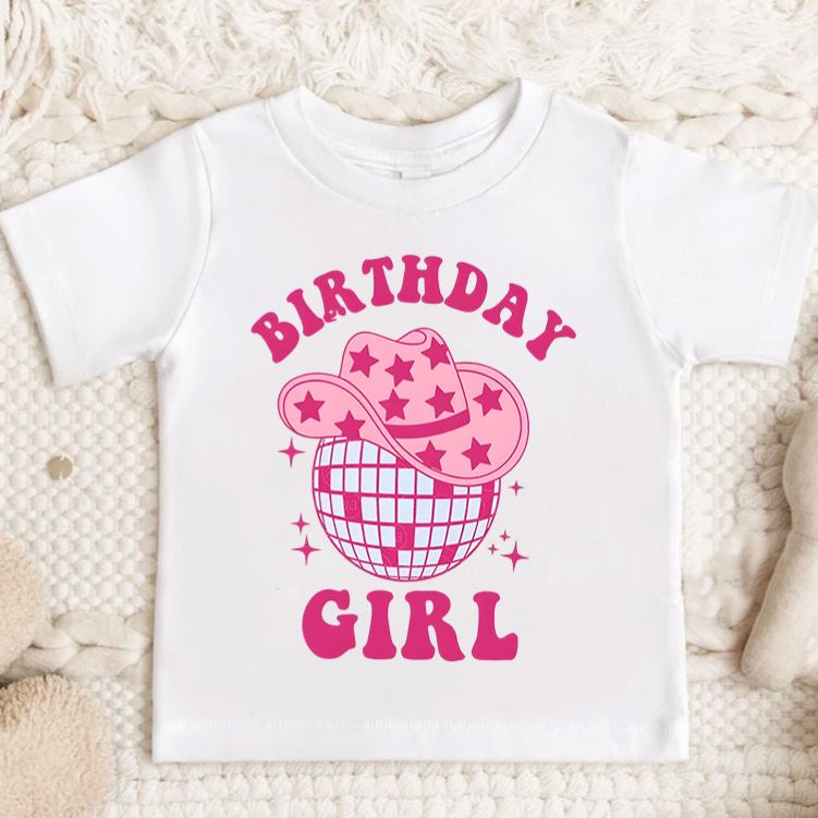 Personalized Birthday Girl Kids T-Shirt with Cute Birthday Year Number and Name Design for a Special Birthday Outfit
