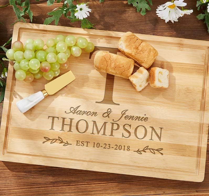 Personalized Wedding Anniversary Cutting Board Bamboo Monogram Cutting Board for Couple Anniversary Gift Cutting Board for Husband Wife