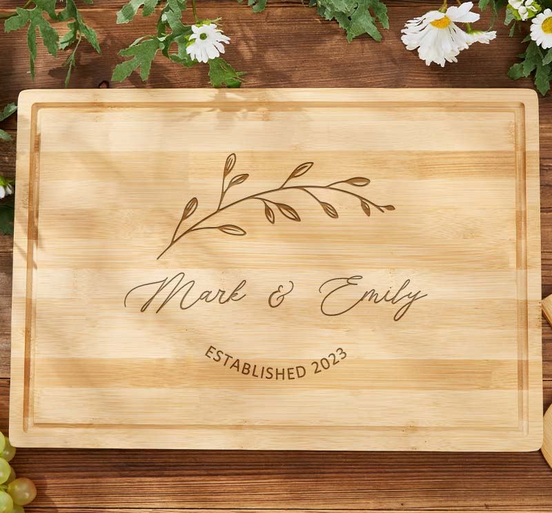 Personalized Couple Anniversary Cutting Board Engraved Bamboo Cutting Board for Husband Wife Wedding Anniversary Gift Cutting Board