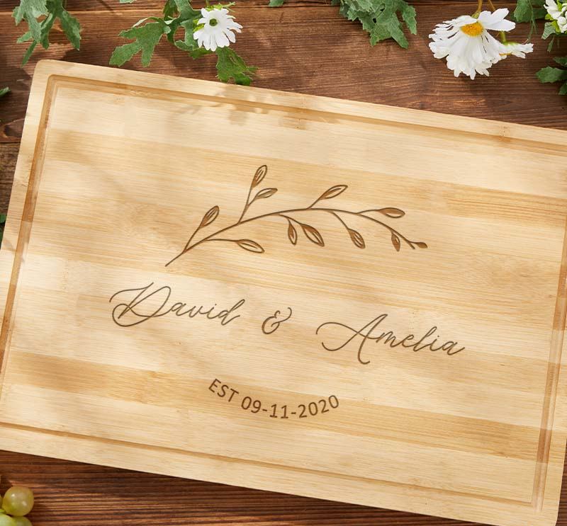 Personalized Couple Anniversary Cutting Board Engraved Bamboo Cutting Board for Husband Wife Wedding Anniversary Gift Cutting Board
