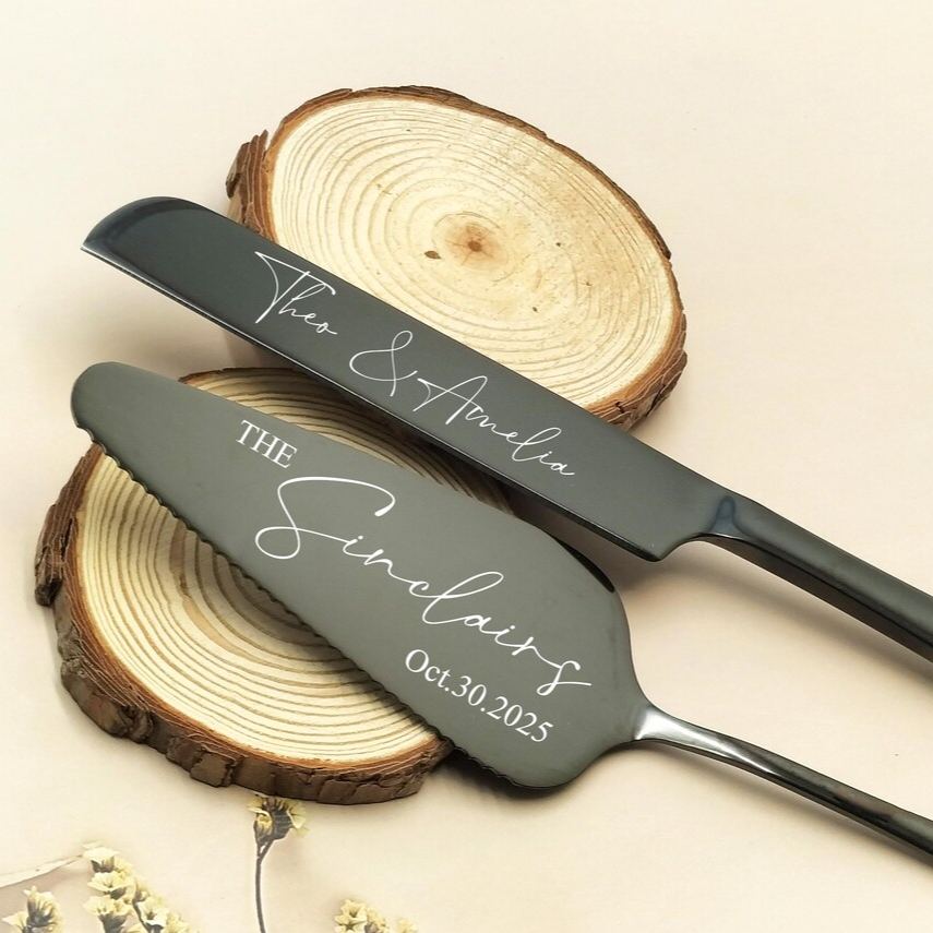 [Copy]Personalized Silver Wedding Cake Knife and Server Set Engraved Cake Cutting Utensils Perfect for Weddings Anniversaries Engagements or Special Occasions