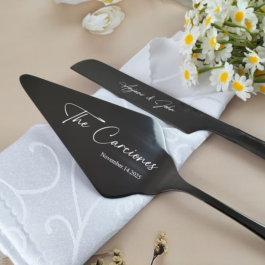 [Copy]Personalized Silver Wedding Cake Knife and Server Set Engraved Cake Cutting Utensils Perfect for Weddings Anniversaries Engagements or Special Occasions