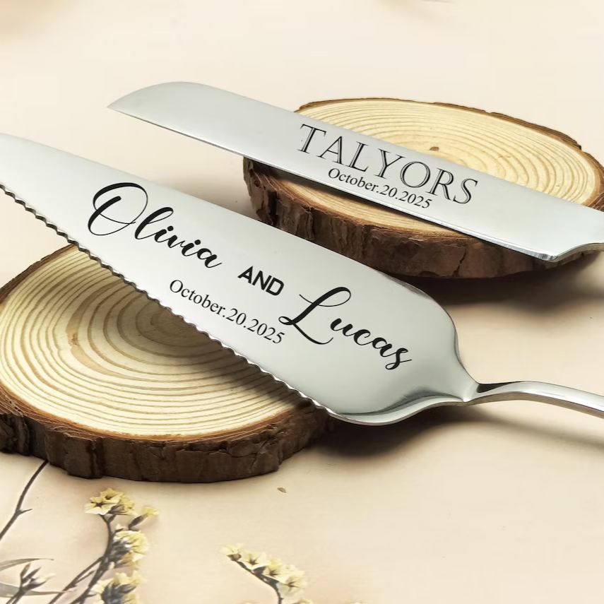 [Copy]Personalized Silver Wedding Cake Knife and Server Set Engraved Cake Cutting Utensils Perfect for Weddings Anniversaries Engagements or Special Occasions