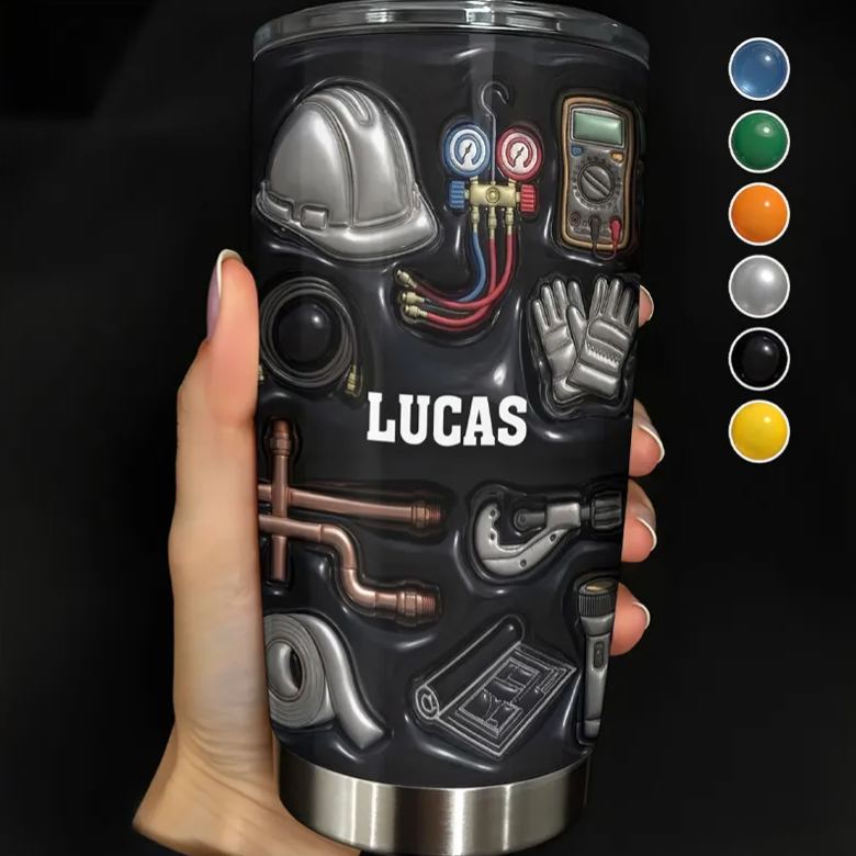 Personalized 2D Flat Construction Theme Tumbler Birthday Gift for Kids