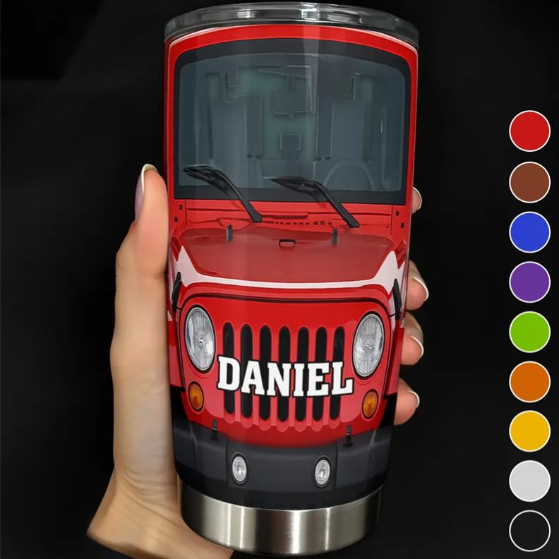 Personalized 2D Flat with Your Name Stainless Steel Tumbler Birthday Gift For Car Enthusiasts
