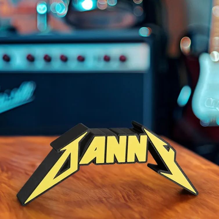 Personalized Heavy Metal Font 3D Printed Name Plate Display Desktop Decoration Gift for Metal Rock Lovers