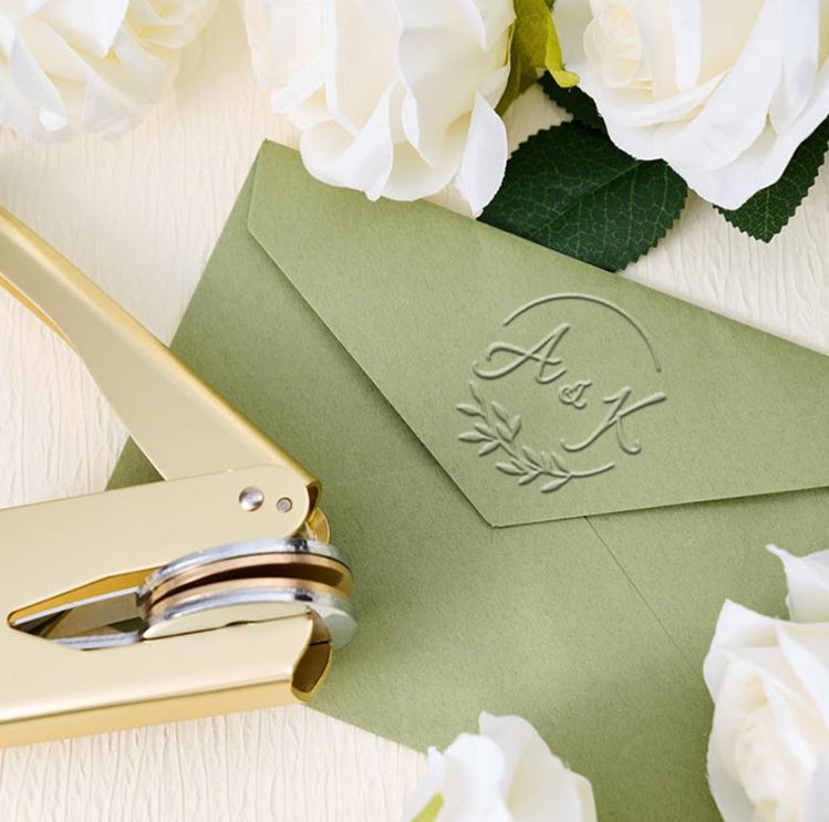 Personalized Wedding Book Embosser Stamp with Initial and Name Wedding Gift for Couples Newlyweds