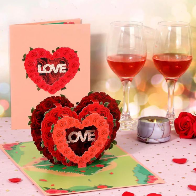 Valentine's Day Greeting Card for Her Him 3D Pop Up Card for Wife Girlfriend Husband Boyfriend Couple Ideal Gift for Romantic Birthday Anniversary Valentines