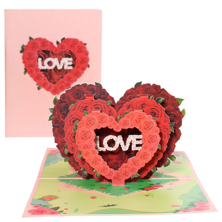 Valentine's Day Greeting Card for Her Him 3D Pop Up Card for Wife Girlfriend Husband Boyfriend Couple Ideal Gift for Romantic Birthday Anniversary Valentines