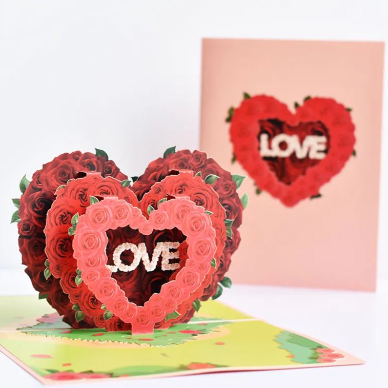 Valentine's Day Greeting Card for Her Him 3D Pop Up Card for Wife Girlfriend Husband Boyfriend Couple Ideal Gift for Romantic Birthday Anniversary Valentines