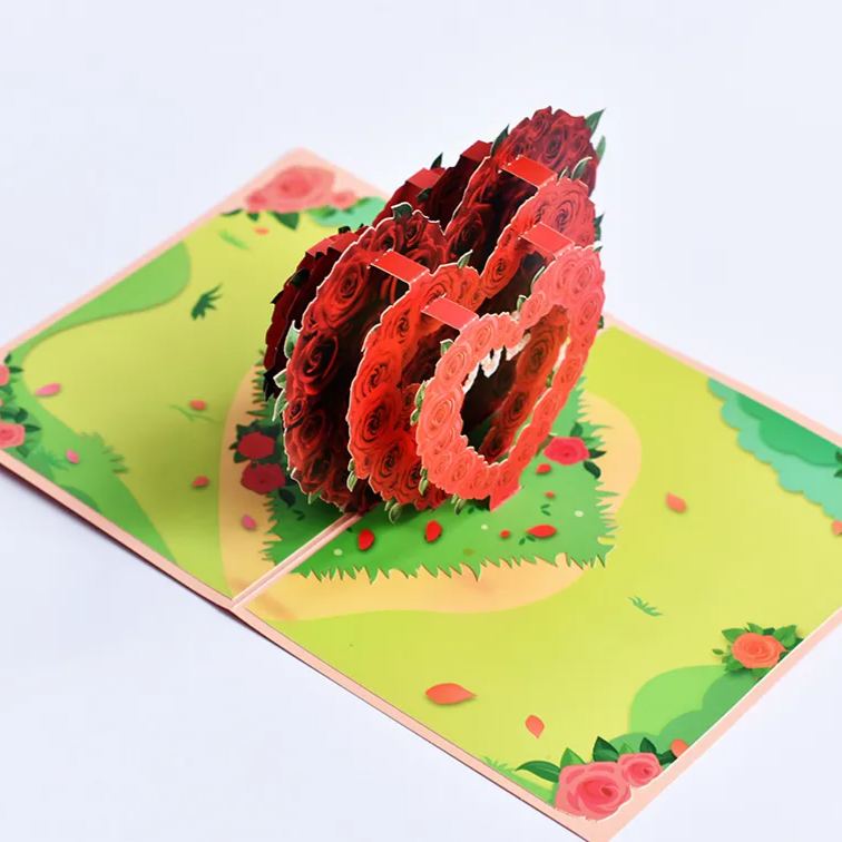 Valentine's Day Greeting Card for Her Him 3D Pop Up Card for Wife Girlfriend Husband Boyfriend Couple Ideal Gift for Romantic Birthday Anniversary Valentines
