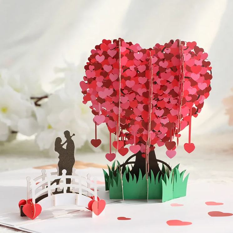 3D Love Tree Hearts Card Pop Up Greeting Card Valentine's Day Greeting Card for Couple Romantic Gifts for Wife Girlfriend Husband Boyfriend Anniversary Gifts