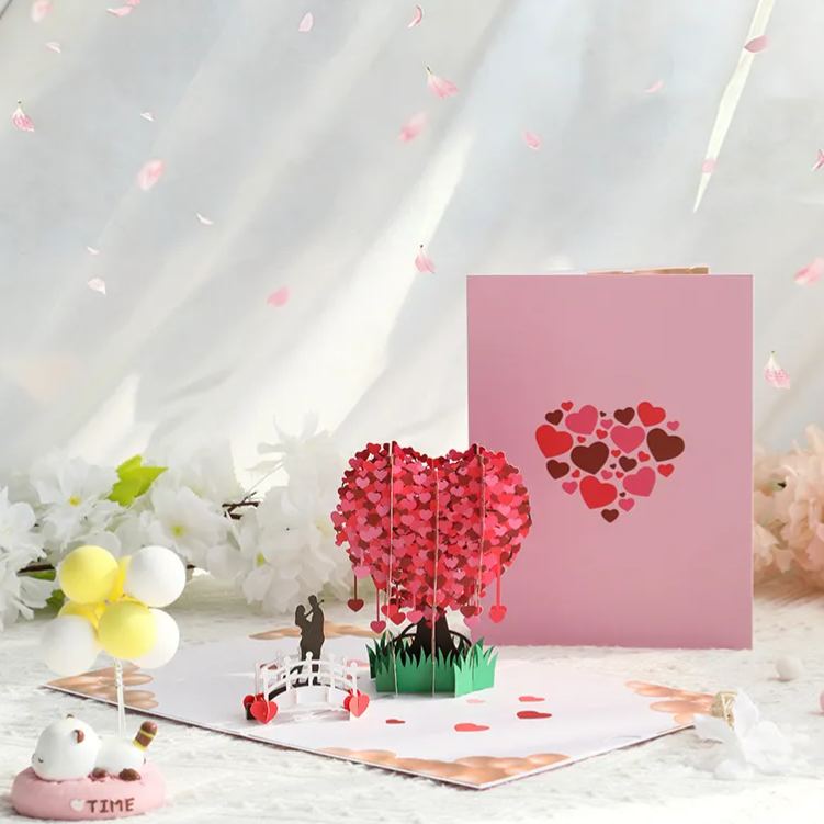 3D Love Tree Hearts Card Pop Up Greeting Card Valentine's Day Greeting Card for Couple Romantic Gifts for Wife Girlfriend Husband Boyfriend Anniversary Gifts