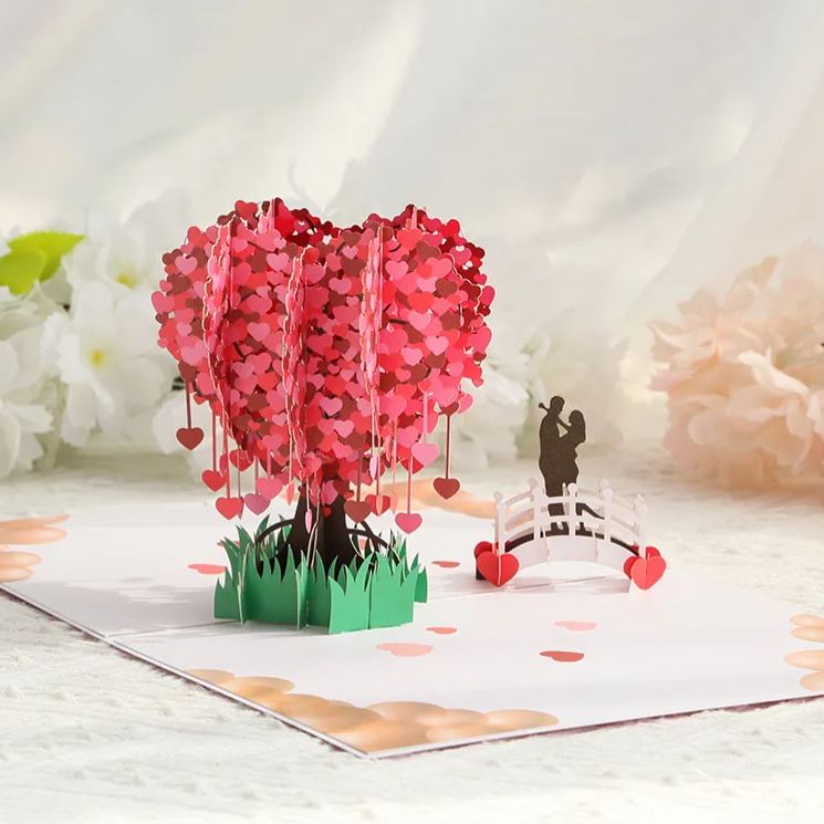 3D Love Tree Hearts Card Pop Up Greeting Card Valentine's Day Greeting Card for Couple Romantic Gifts for Wife Girlfriend Husband Boyfriend Anniversary Gifts