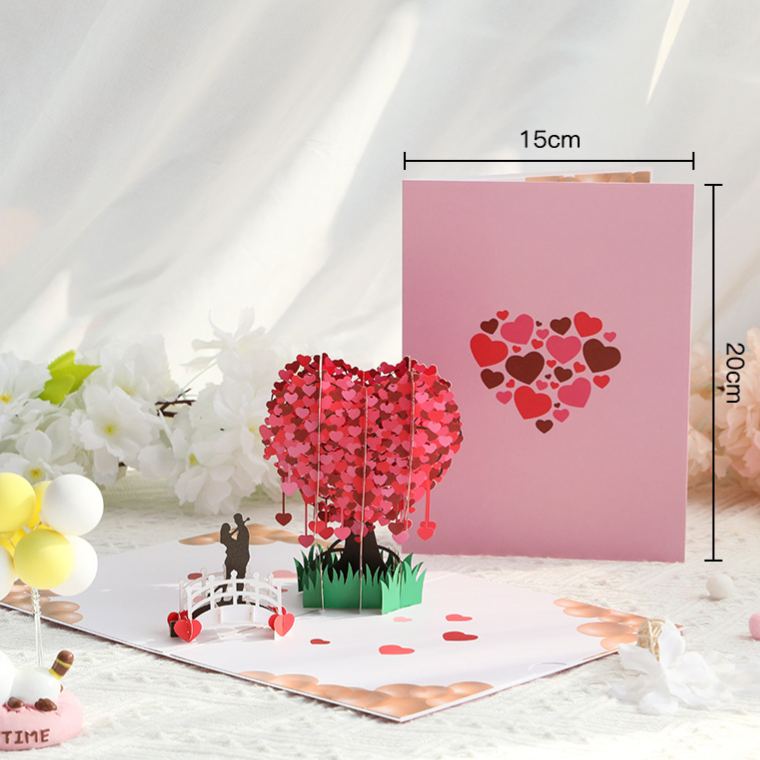 3D Love Tree Hearts Card Pop Up Greeting Card Valentine's Day Greeting Card for Couple Romantic Gifts for Wife Girlfriend Husband Boyfriend Anniversary Gifts
