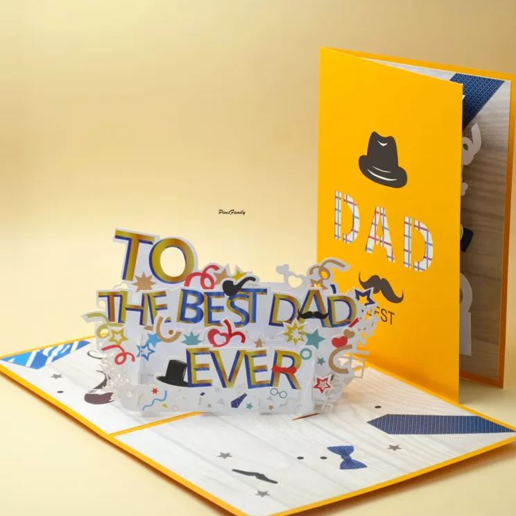 Pop Up fathers day gifts Card 3D Fathers Day Card Greeting Cards to The Best Dad Birthday Card Gift with Envelope 