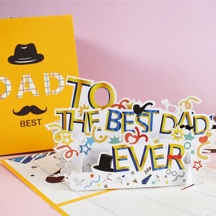 Pop Up fathers day gifts Card 3D Fathers Day Card Greeting Cards to The Best Dad Birthday Card Gift with Envelope 