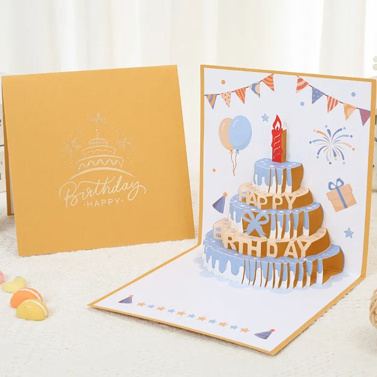 Happy Birthday Greeting Card 3D Pop-Up Birthday Card Featuring a Colorful And Cute Cake Design Perfect for Gifts And Includes an Envelope