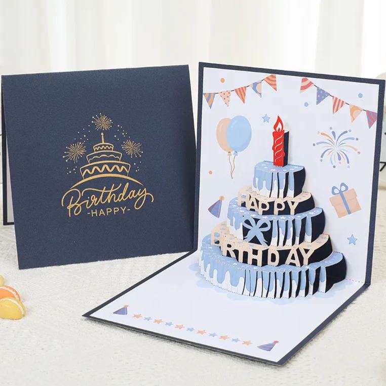 Happy Birthday Greeting Card 3D Pop-Up Birthday Card Featuring a Colorful And Cute Cake Design Perfect for Gifts And Includes an Envelope