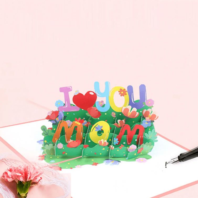 I Love You Mom Mother's Day Greeting Card Creative Three-dimensional Blessing Card Birthday To Send Mother 3d Color Printing Card