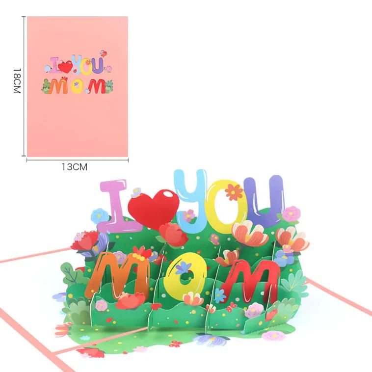 I Love You Mom Mother's Day Greeting Card Creative Three-dimensional Blessing Card Birthday To Send Mother 3d Color Printing Card