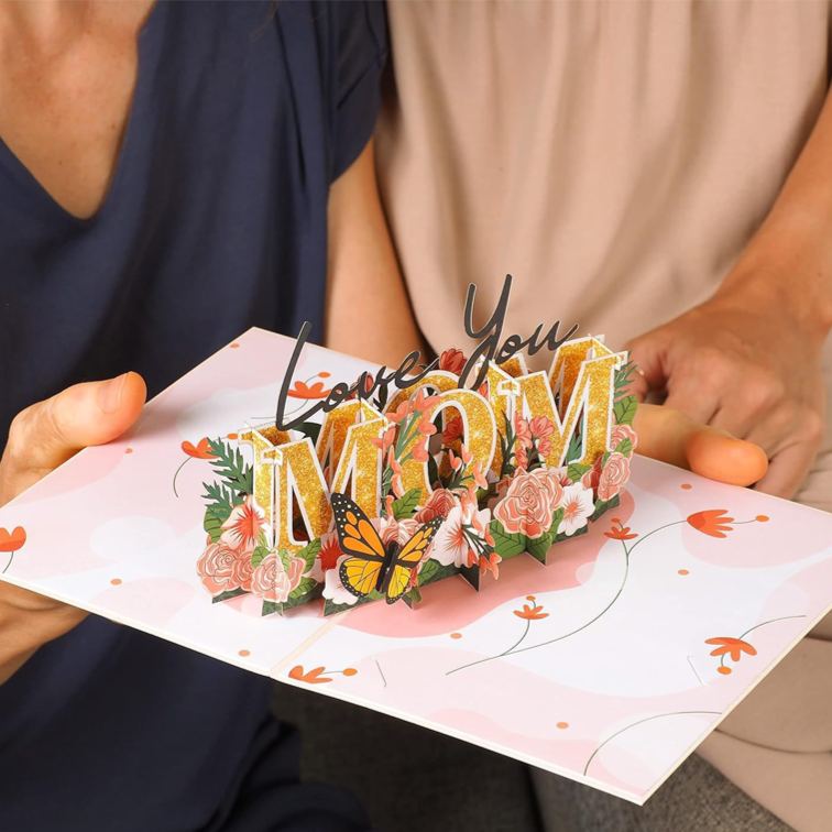 Love You Mom Pop Up Card Paper Love 3D Love You Mom Pop Up Mothers Day Card For Mom Wife All Occasion Includes Envelope