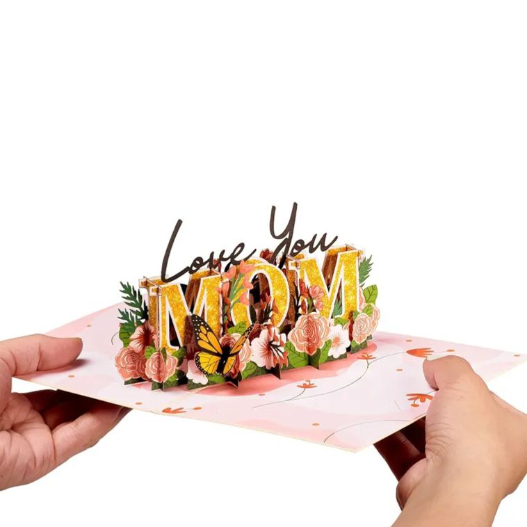 Love You Mom Pop Up Card Paper Love 3D Love You Mom Pop Up Mothers Day Card For Mom Wife All Occasion Includes Envelope