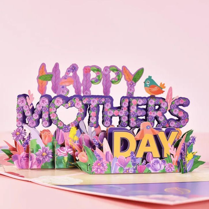 Pop Up Greeting Card for Mother Flowers Gift for Mom Grandma 3D Floral Handmade DIY Paper Carved Advanced Sense Sending
