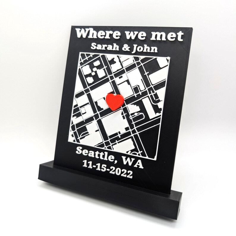 [Copy]Personalized 3D Printed Location Map Wall Art Custom Coordinates and Heart Marker for Wedding Proposal and Anniversary Gifts