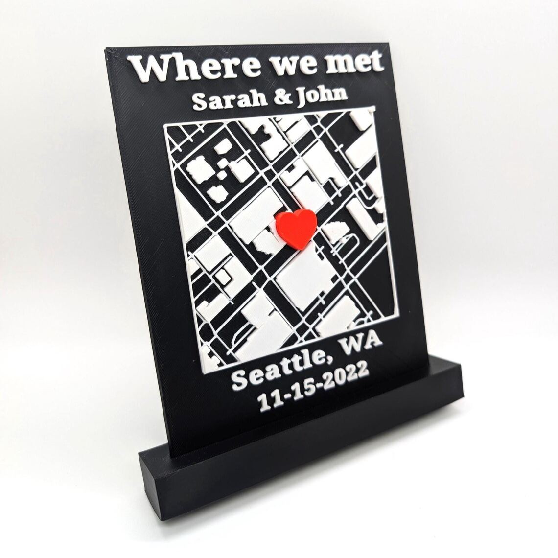 [Copy]Personalized 3D Printed Location Map Wall Art Custom Coordinates and Heart Marker for Wedding Proposal and Anniversary Gifts