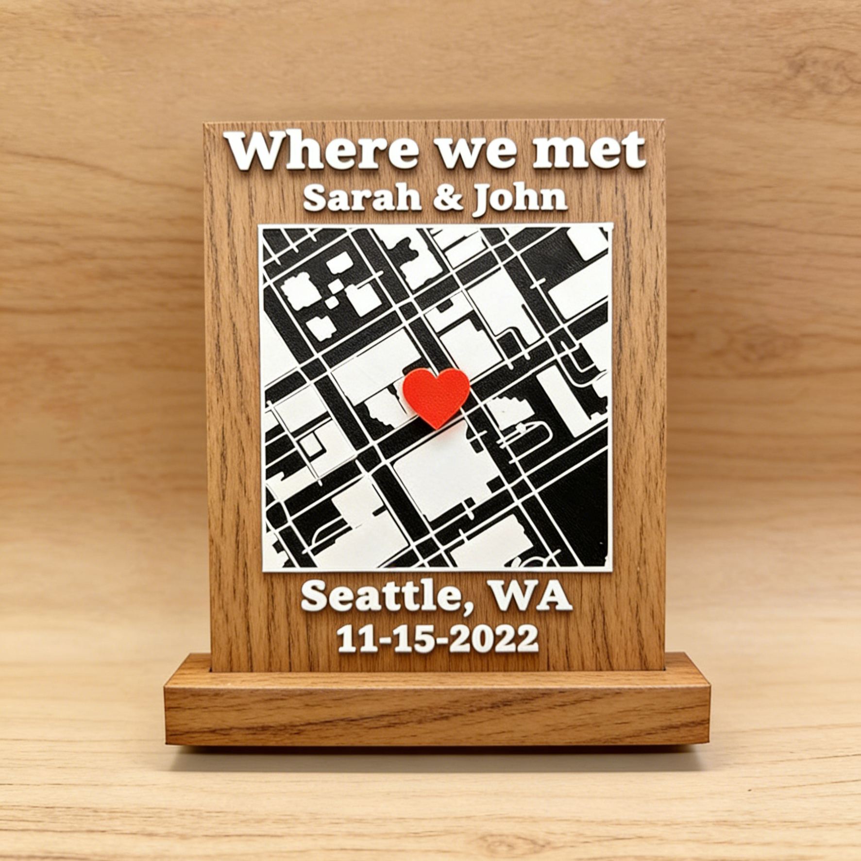 [Copy]Personalized 3D Printed Location Map Wall Art Custom Coordinates and Heart Marker for Wedding Proposal and Anniversary Gifts