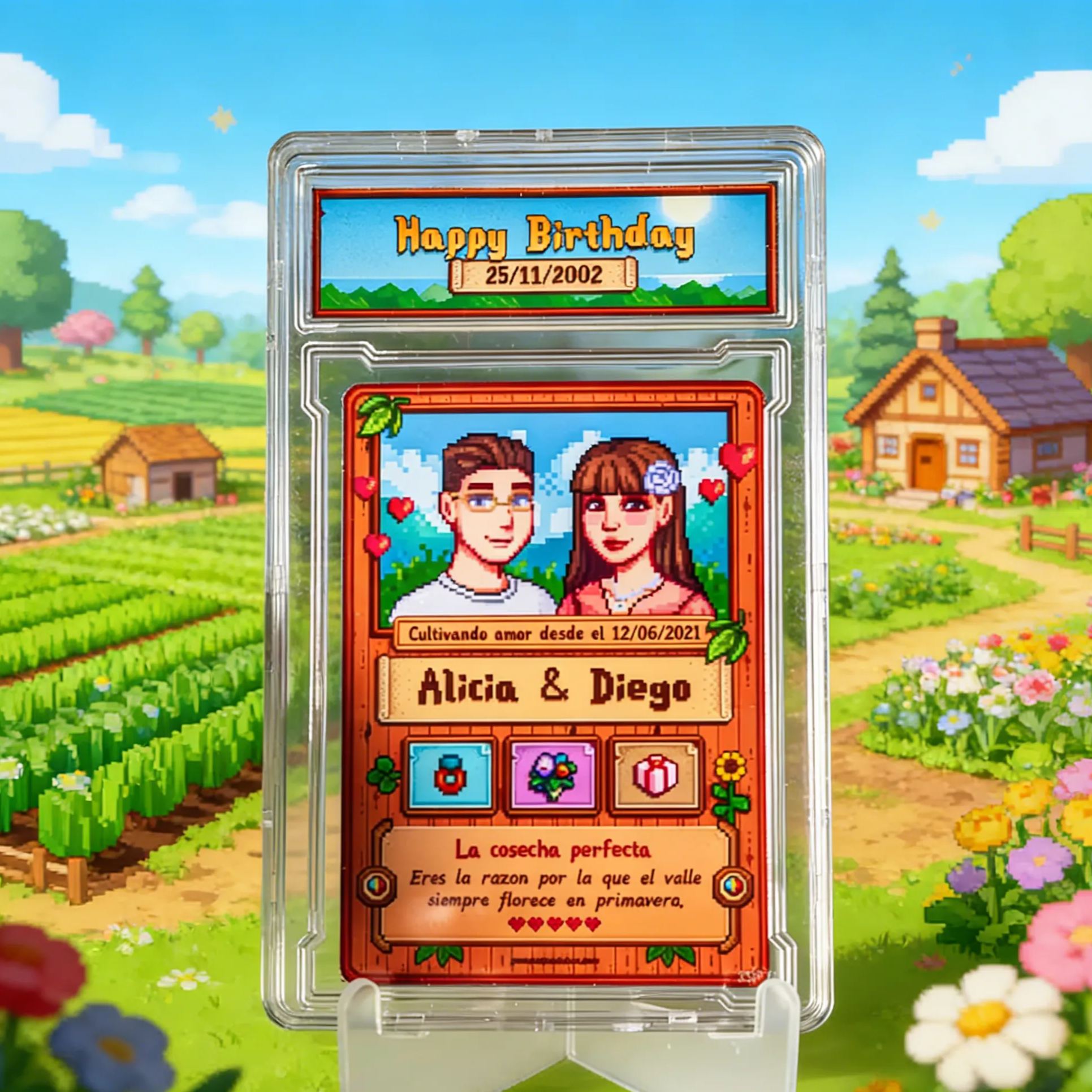 Personalized Cartoon Style Custom Trading Card Pixel Art Photo Card for Birthday Anniversary and Couple Gifts