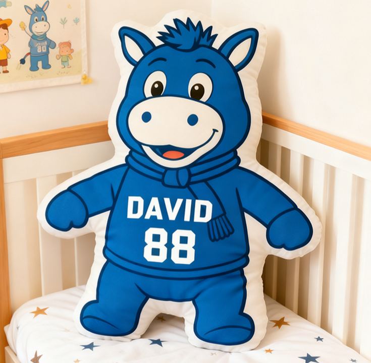 Personalized Sports Mascot Pillow Featuring Custom Name and Number for Kids and Football Fans