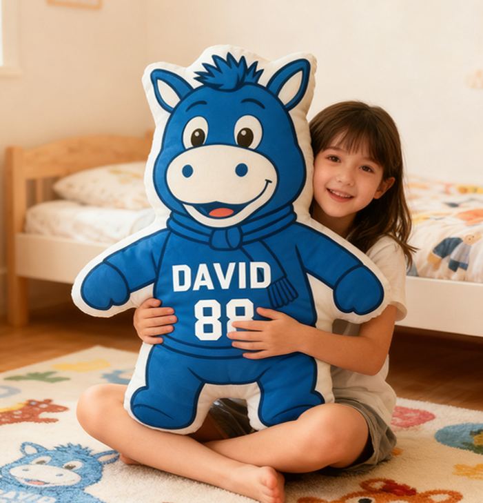 Personalized Sports Mascot Pillow Featuring Custom Name and Number for Kids and Football Fans
