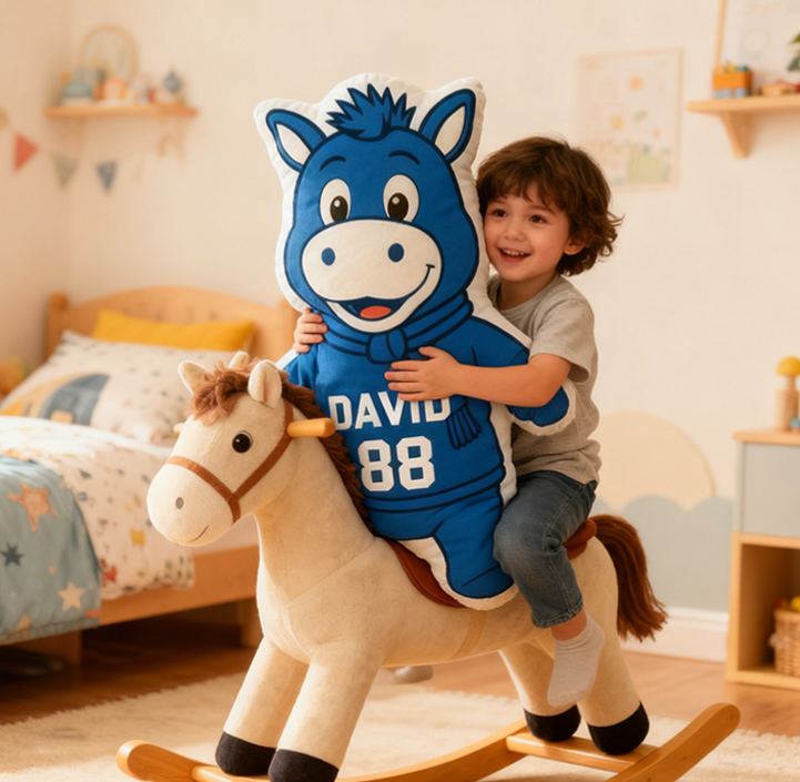 Personalized Sports Mascot Pillow Featuring Custom Name and Number for Kids and Football Fans