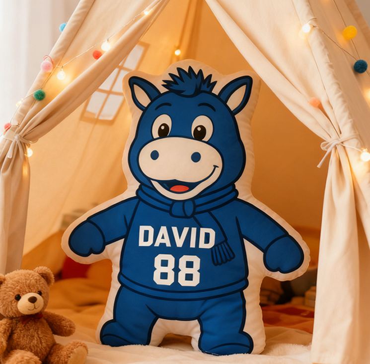 Personalized Sports Mascot Pillow Featuring Custom Name and Number for Kids and Football Fans