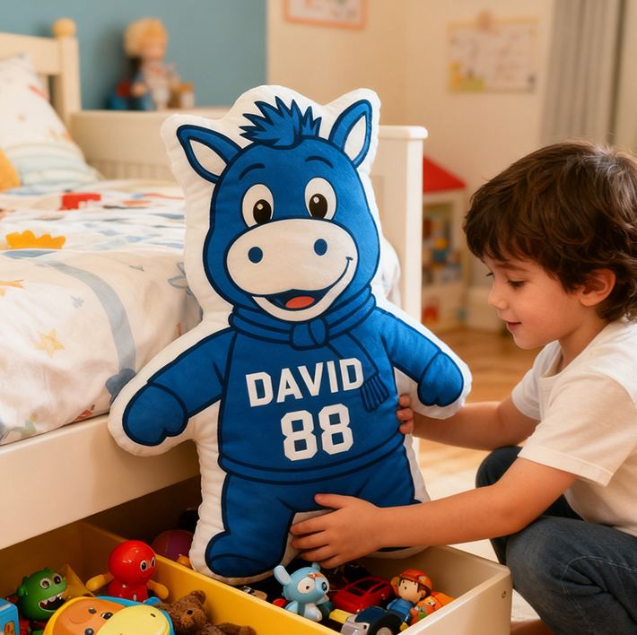 Personalized Sports Mascot Pillow Featuring Custom Name and Number for Kids and Football Fans