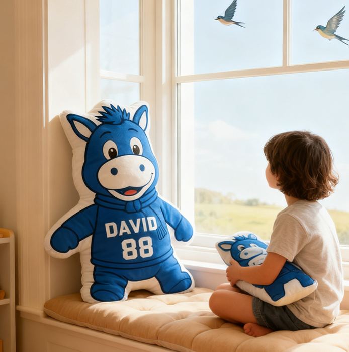 Personalized Sports Mascot Pillow Featuring Custom Name and Number for Kids and Football Fans