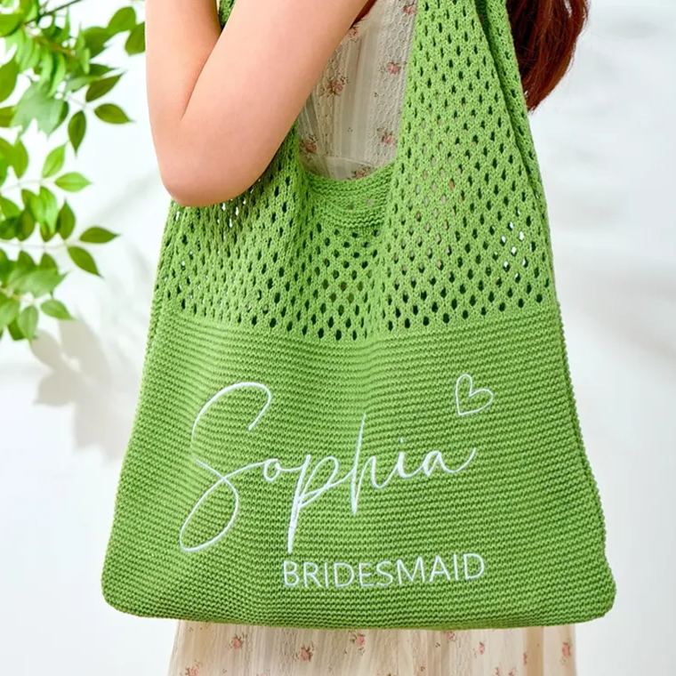Personalized Knitted Beach Bag with Embroidered Name for Her  Crochet Tote Bag for Women Travel Vacation Gifts for Girlfriend Wife