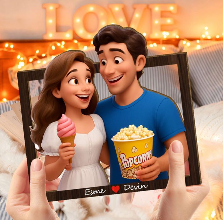 Personalized 3d Wooden Cartoon Wall Art Custom Cartoon Couple Portrait Wood Home Decor Valentine's Day Gifts Anniversary Gift