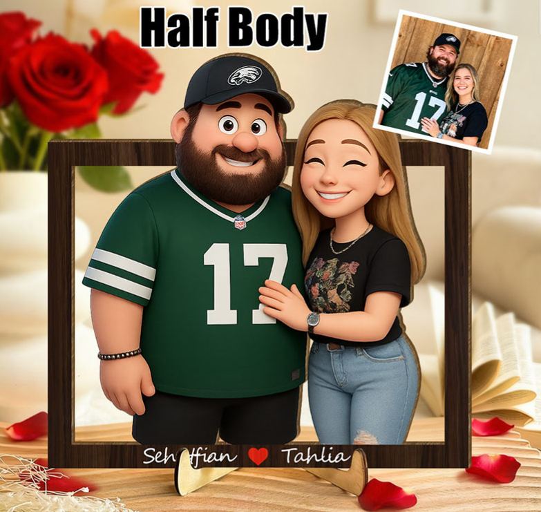 Personalized 3d Wooden Cartoon Wall Art Custom Cartoon Couple Portrait Wood Home Decor Valentine's Day Gifts Anniversary Gift